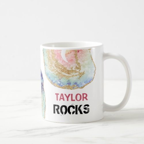  Personalize NAME ROCKS Pastels Blue Glitter Coffee Mug