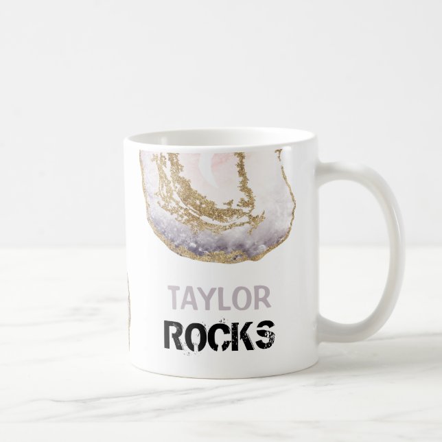 *~* Personalize NAME ROCKS Pink Pastels Glitter Coffee Mug (Right)