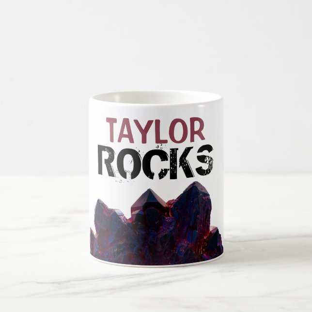* Personalize NAME ROCKS Purple Crystals Gems Coffee Mug (Center)