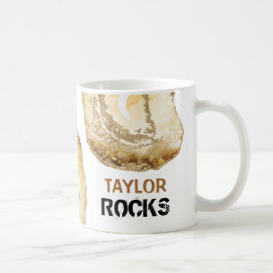 *~* Personalize NAME ROCKS Yellow Gold Glitter Coffee Mug