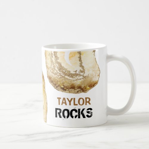  Personalize NAME ROCKS Yellow Gold  Glitter Coffee Mug