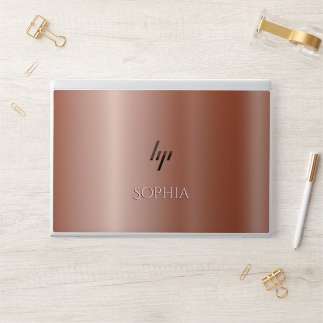 Personalize Name, Rose Gold Metal, Vs 2 HP Laptop Skin (Desk)