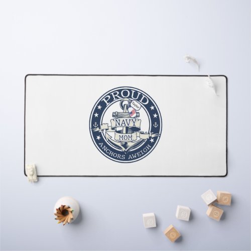 Personalize Name Tag Proud Navy Mom Anchors Aweigh Desk Mat