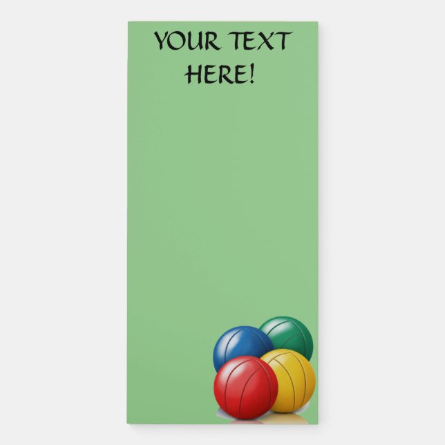 Personalize Name Team Bocce Ball Player Gift Magnetic Notepad (Front)