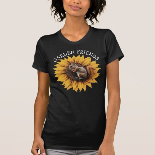 Personalize Name Text Squirrel Sunflower T_Shirt