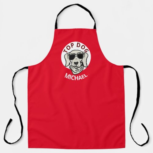 Personalize Name Top Dog Funny Chef Apron dad