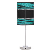 Personalize name turquoise glitter zebra stripes table lamp (Back)