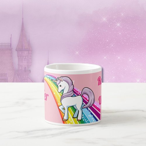Personalize NAME Unicorn Rainbow Little Girls Cup