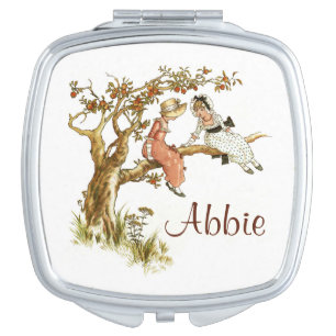 Personalize Name Victorian Girls Makeup Mirror
