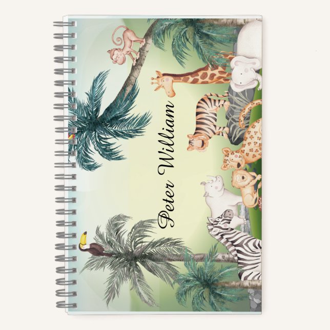 Personalize Name wild Animal,Back To School Notebo Notebook (Front)