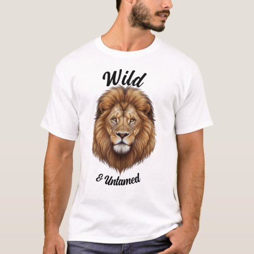 Personalize Name Wild  Untamed Lion  T_Shirt