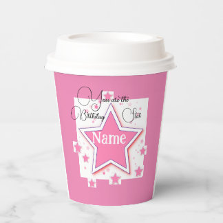 Personalize Name Your Birthday STAR Paper Cups