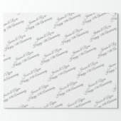 Personalize Names, Anniversary Year, Grey Script Wrapping Paper (Flat)