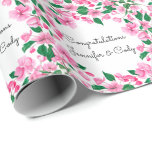 Personalize Names Cherry Blossoms Wedding Gift Wrapping Paper<br><div class="desc">Pink Cherry Blossoms Wedding Congratulation Names Wrapping Paper in Matte or semi gloss finish</div>