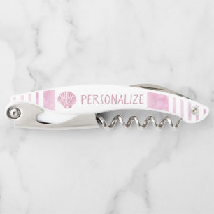 Personalize Nautical Pink Seashell Waiter's Corkscrew