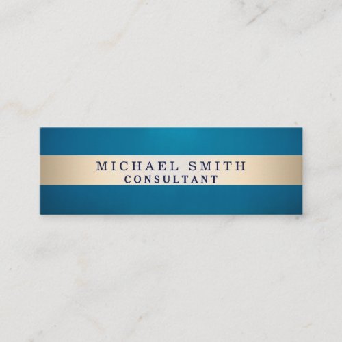 Personalize Navy Blue Faux Gold Foil Striped Mini Mini Business Card