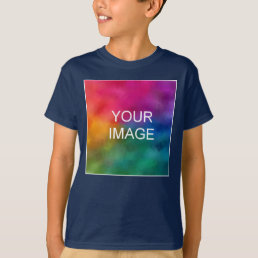 Personalize Navy Blue Template Add Photo Text Kids T-Shirt
