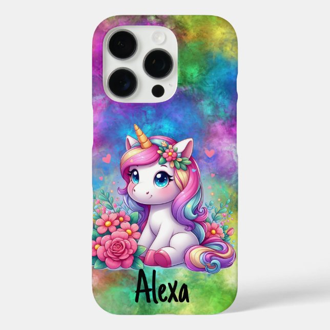 Personalize Neon Clouds And Unicorn Case-Mate iPhone Case (Back)
