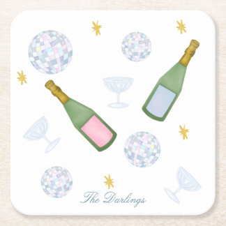 Personalize New Year's Eve Hostess Napkins 2027 Square Paper Coaster