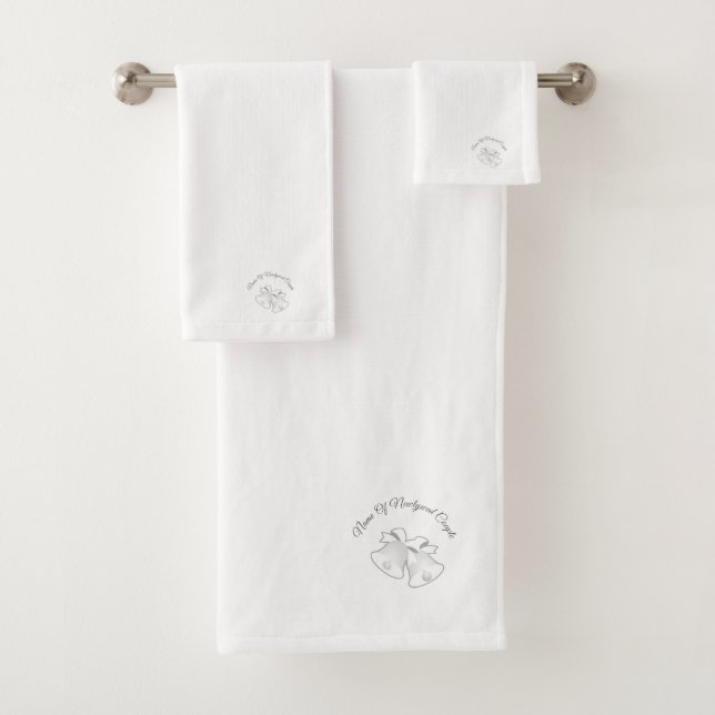 Personalize Newlyweds Wedding Bells  Bath Towel Set (Insitu)
