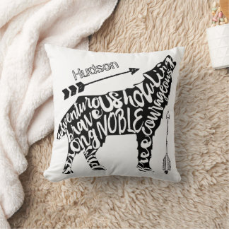 Personalize Noble Courageous Strong Wild Free Wolf Throw Pillow