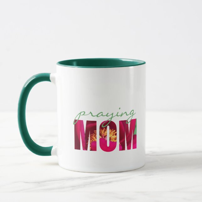 Personalize note "Praying Mom" Floral Christian  Mug (Left)