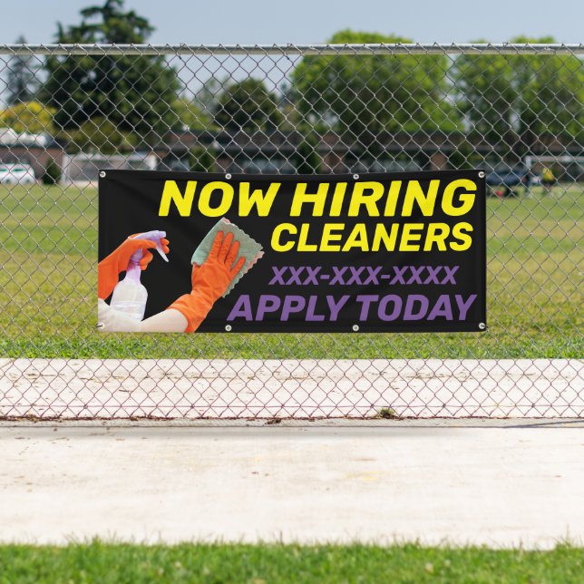 Personalize Now Hiring Cleaners Apply Today Large Banner (Insitu)