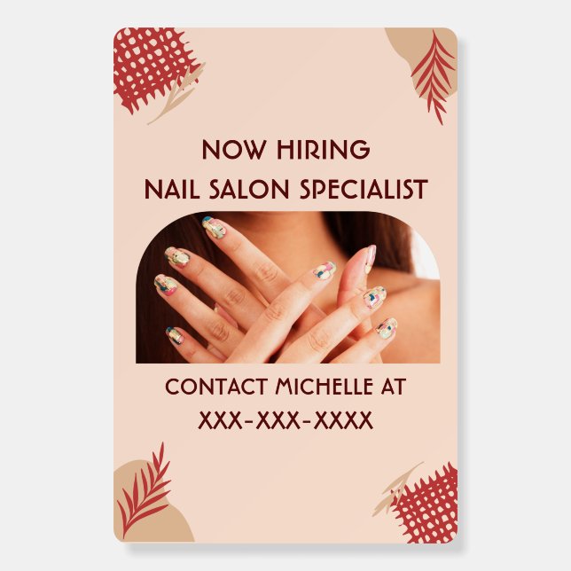 Personalize Now Hiring Nail Salon Specialist  Foam Board (Front)