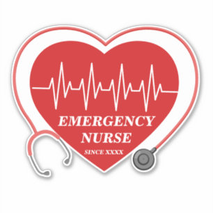 Personalize Nurse Love Heart EKG Stethoscope Sticker