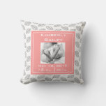 Personalize Nursery Birth Announcement, Pink Coral Throw Pillow at Zazzle
