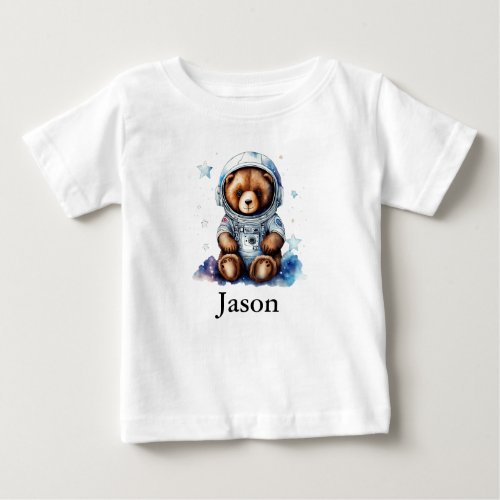 Personalize Nursery Kids Room Astronaut Bear Baby T_Shirt