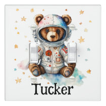 Personalize Nursery Kids Room Astronaut Bear  Light Switch Cover