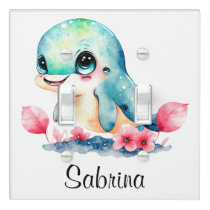 Personalize Nursery Kids Room Dolphin Watercolor Light Switch Cover