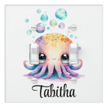 Personalize Nursery Kids Room Octopus Watercolor Light Switch Cover