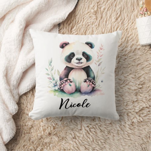 Personalize Nursery Kids Room Panda Bear Throw Pillow
