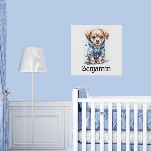 Personalize Nursery Kids Room Puppy Dog Hoodie  Faux Canvas Print