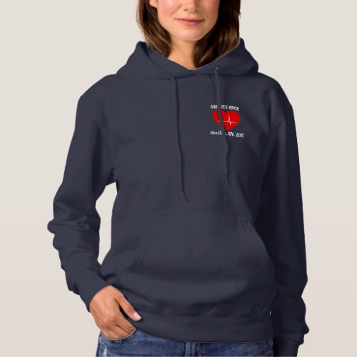 Personalize Nurses Rock Heart Love EKG RN Hoodie