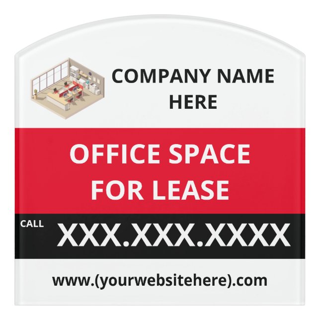 Personalize Office Space For Lease  Door Sign (Contour Front)