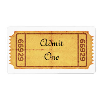 PERSONALIZE - Old Blank Admission Ticket Label