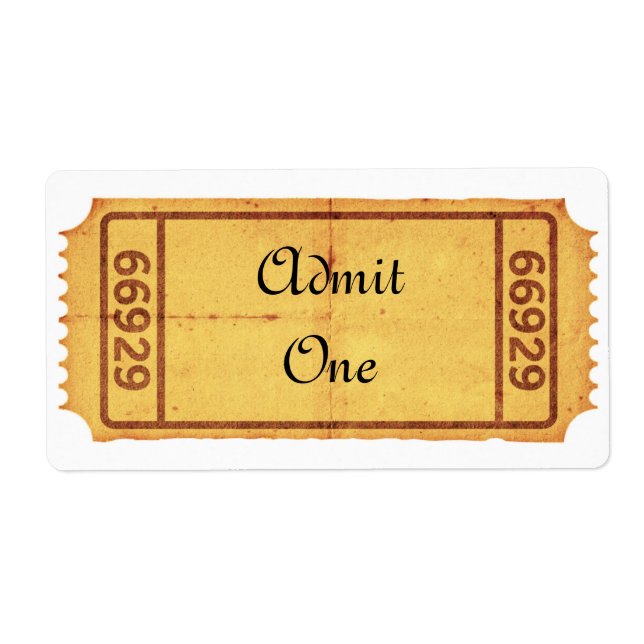 PERSONALIZE - Old Blank Admission Ticket Label (Front)