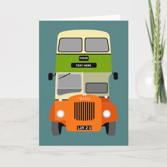 Personalize Old Glasgow Double Decker Bus Card (Front)