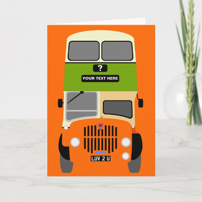 Personalize Old Glasgow Double Decker Bus Card (Front)