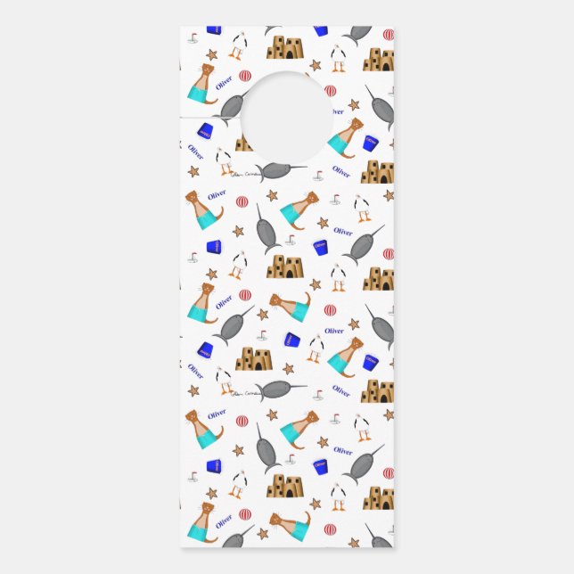 Personalize Oliver The Otter Summer Beach Door Hanger (Front)