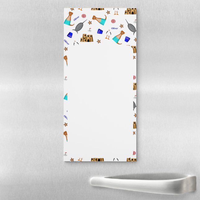 Personalize Oliver The Otter Summer Beach Magnetic Notepad (In Situ)