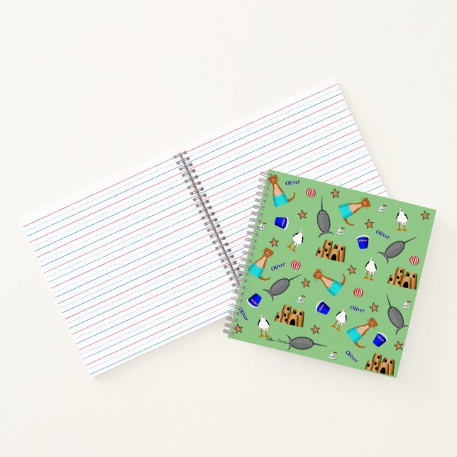 Personalize Oliver The Otter Summer Beach Notebook (Inside)