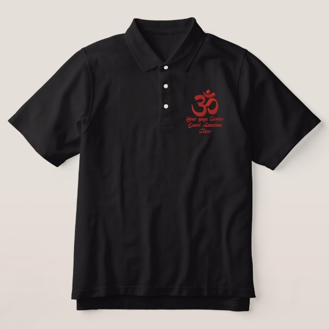 Personalize OM Symbol Spirituality Yoga Embroidery Embroidered Polo Shirt (Design Front)