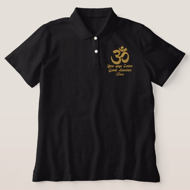 Personalize OM Symbol Spirituality Yoga Embroidery Embroidered Polo Shirt (Design Front)