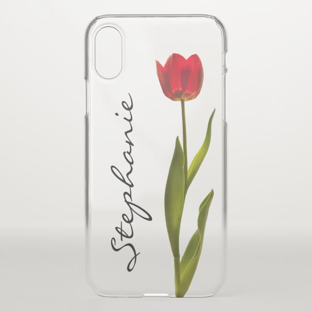 Personalize:  One Red Tulip Floral Photography Uncommon iPhone Case (Back)