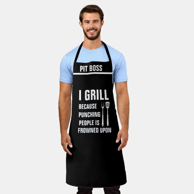 Personalize Opinion Funny Chef Attitude Grill BBQ  Apron (Worn)
