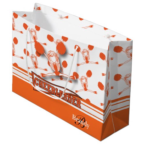 Personalize Orange   Cheerleader Large Gift Bag